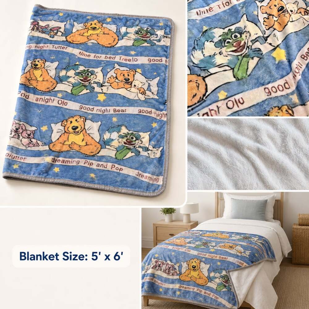 Bear in the Big Blue House Soft Flannel Blanket with Characters 5ft x 6ft